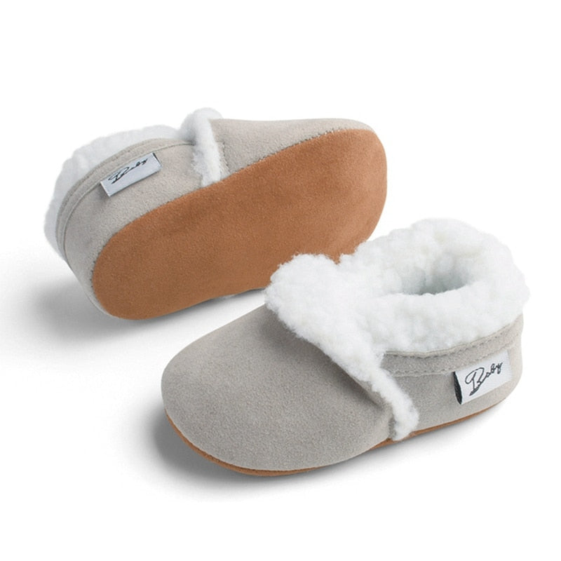 Winter Warm Newborn Baby Toddler Boy Girl Boots Short Plush Soft Soled Anti-slip Baby Crib Shoes 0-18M