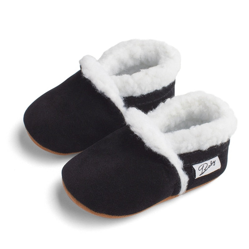 Winter Warm Newborn Baby Toddler Boy Girl Boots Short Plush Soft Soled Anti-slip Baby Crib Shoes 0-18M