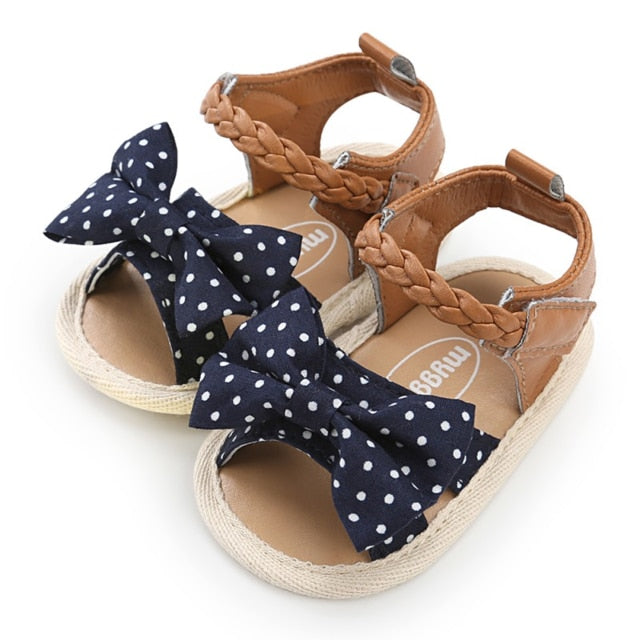 New Soft Sole PU Baby girls sandals Floral  bow First Walkers Shoes Fashion Summer Prewalkers Beach Shoes Toddler Moccasins