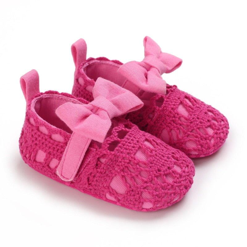 Baby Girls Lace Cloth Bowknot Princess Shoes Baby Girls First Walkers Toddler Soft Sole Walking Shoes Infant Prewalker