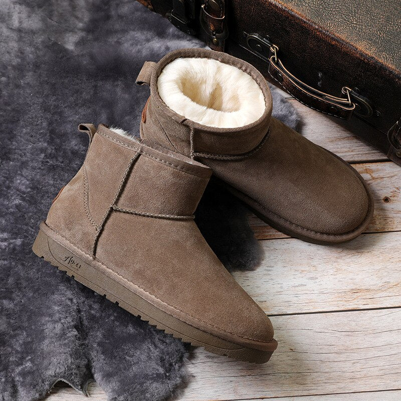 ZUZI Brand Winter Men And Women Snow Boots Australia Style Genuine Leather Ankle Boots Women Waterproof Warm Short Shoes