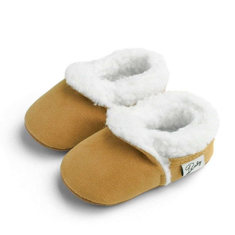 Winter Warm Newborn Baby Toddler Boy Girl Boots Short Plush Soft Soled Anti-slip Baby Crib Shoes 0-18M