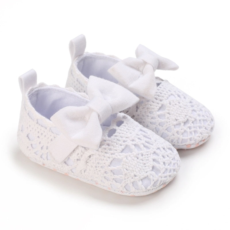 Baby Girls Lace Cloth Bowknot Princess Shoes Baby Girls First Walkers Toddler Soft Sole Walking Shoes Infant Prewalker