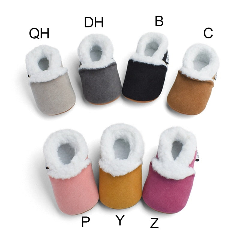 Winter Warm Newborn Baby Toddler Boy Girl Boots Short Plush Soft Soled Anti-slip Baby Crib Shoes 0-18M