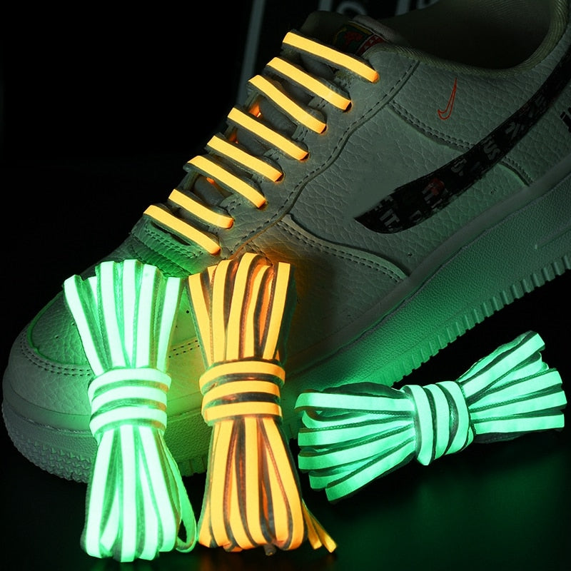 1Pair Semicircle Reflective Shoelaces Luminous Sneakers Shoelace Laser sequin Shoe laces Fluorescent Laces Shoes 100/120/140cm