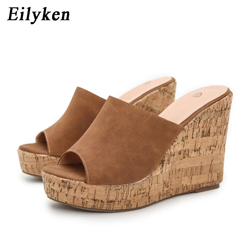 Eilyken 2023 New Summer Casual Cozy Platform Wedges Heels Slippers Ladies Fashion Open Toe Roman Women's Sandals Shoe Size 36-43