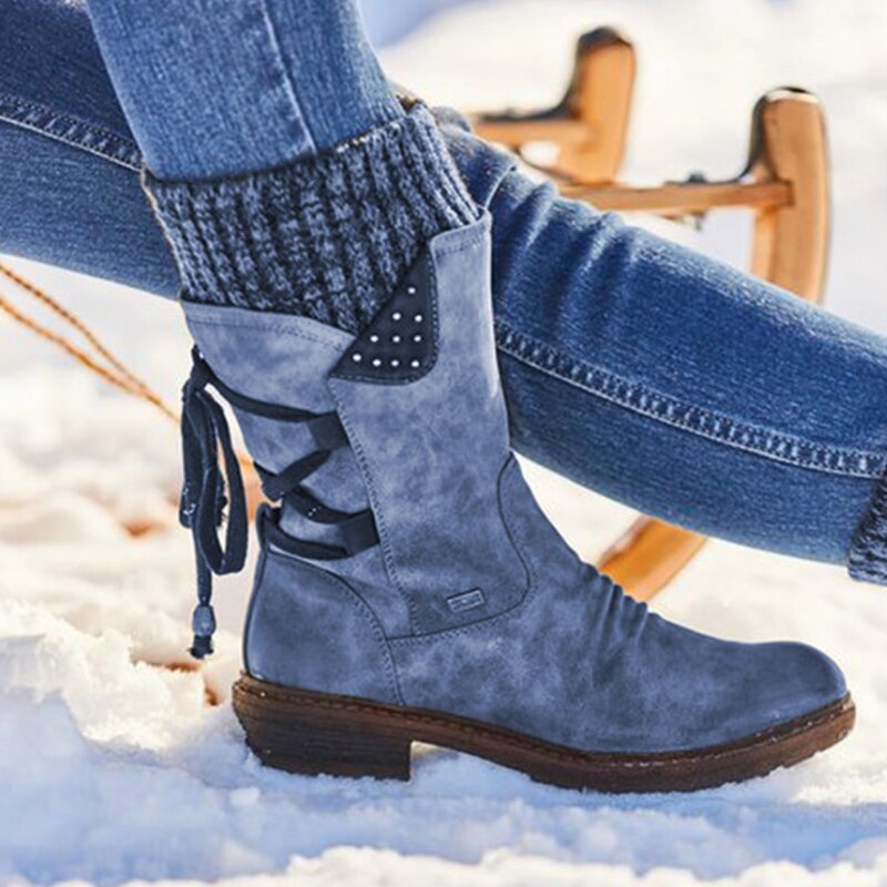 2020 Ladies Warm Shoes Suede Leather Snow Boots Woman Winter Boots 2019 Winter Women's Shoes Mid Calf Ladies Platform Booties