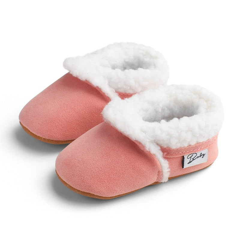 Winter Warm Newborn Baby Toddler Boy Girl Boots Short Plush Soft Soled Anti-slip Baby Crib Shoes 0-18M