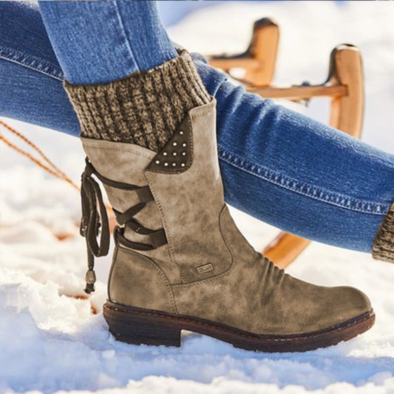 2020 Ladies Warm Shoes Suede Leather Snow Boots Woman Winter Boots 2019 Winter Women's Shoes Mid Calf Ladies Platform Booties