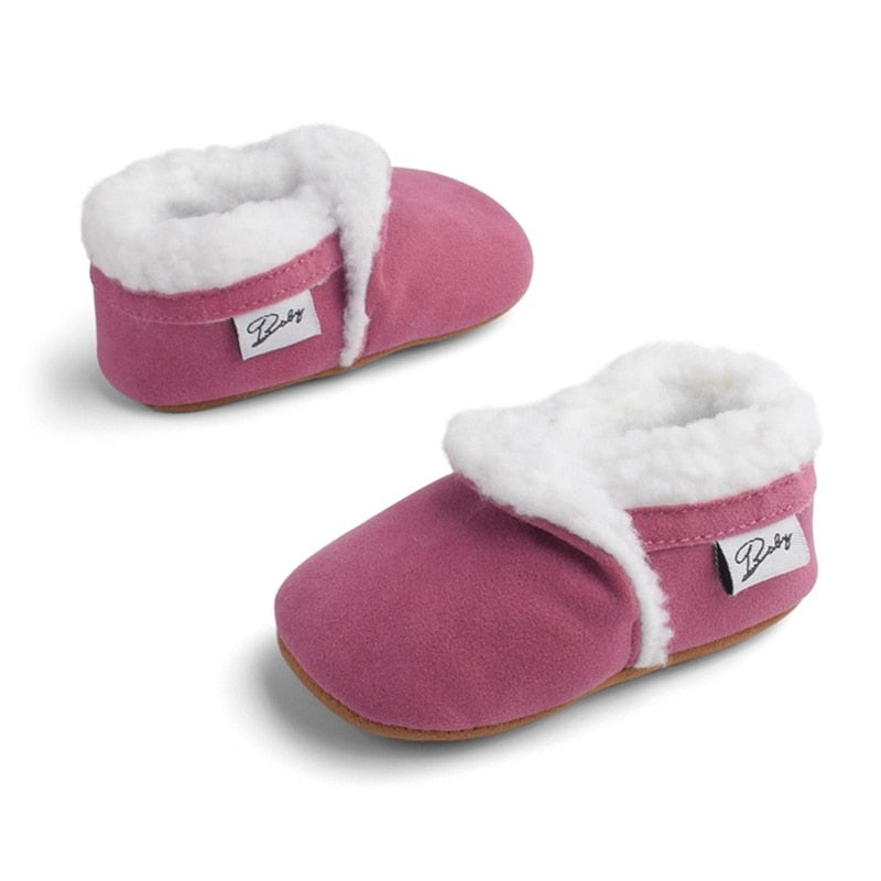 Winter Warm Newborn Baby Toddler Boy Girl Boots Short Plush Soft Soled Anti-slip Baby Crib Shoes 0-18M