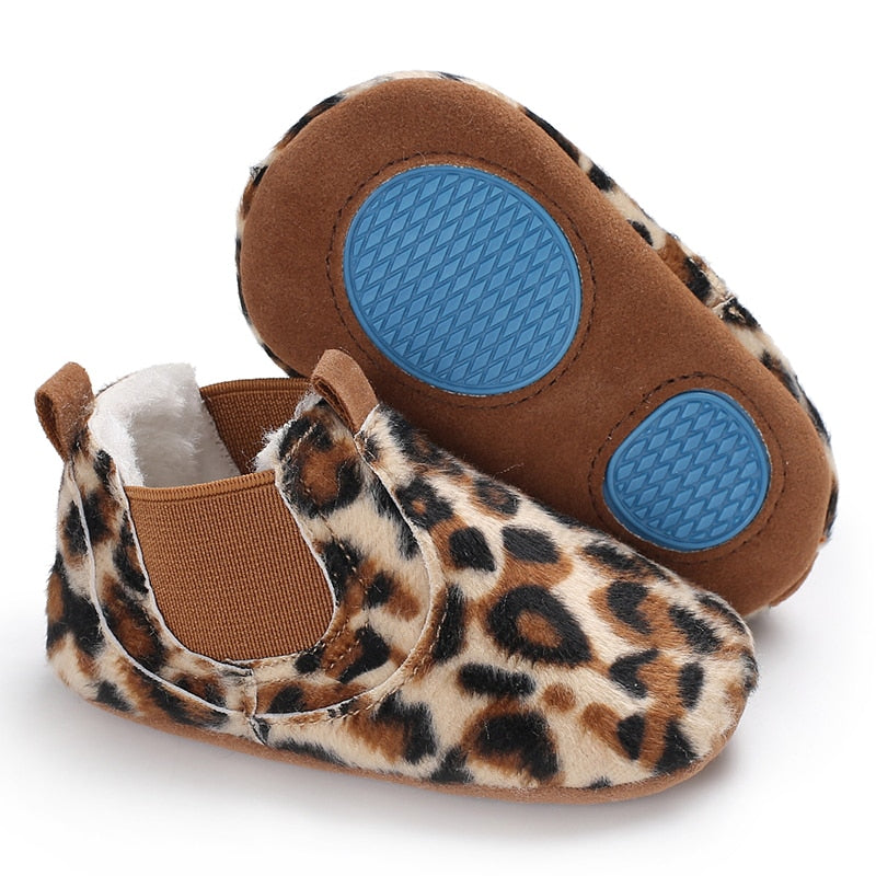 PU Leather shoes Newborn baby girl heart autumn lace Leopard first walker