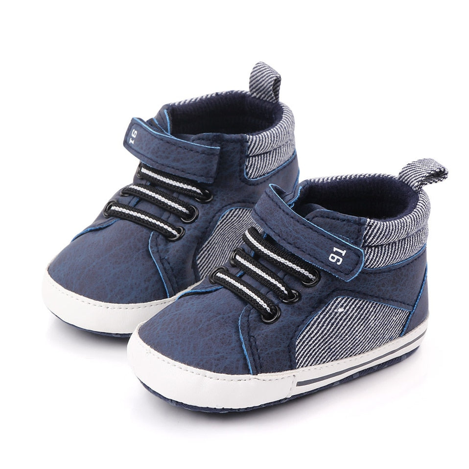 Baby Shoes Spring/Autumn Casual Shoe Sport Sneakers Baby Boys Shoes PU Elastic Band Soft-Soled Non-Slip Toddler Shoes For 0-18M