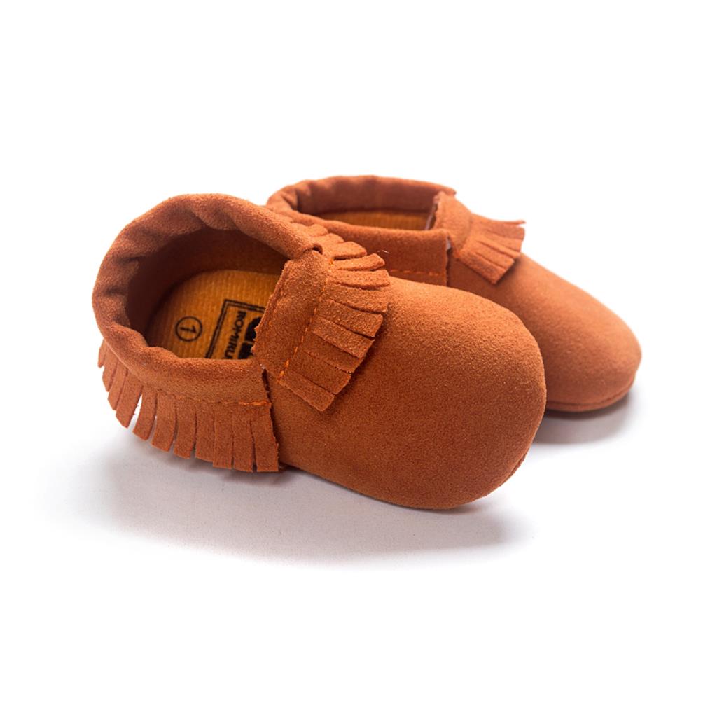 Baywell PU Suede Leather Newborn Baby Moccasins Shoes Soft Soled Non-slip Crib First Walker