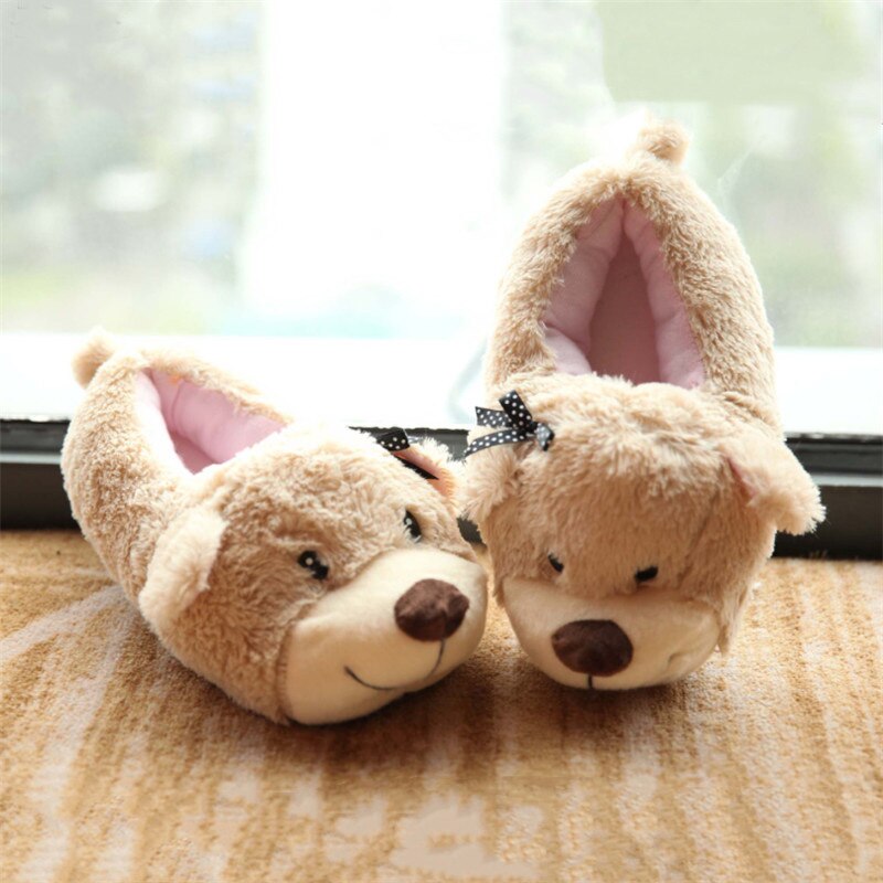 STONE VILLAGE Autumn And Winter New Cartoon Bow Dog Cotton Slippers Home Indoor Couple Parent-Child Women Slippers Shoes