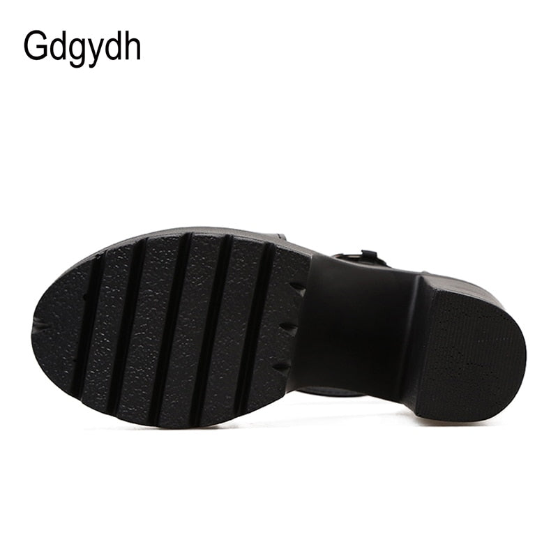 Gdgydh Fashion Solid Platform Women Sandals Summer Shoes Open Toe Rome Style High Heels Fashion Buckle Gladiator Shoes Woman