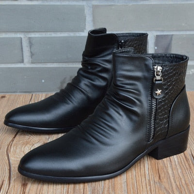 New Fashion Men Boots Genuine Leather Men British Autumn Winter Warm Plush Ankle Boots Man Casual shoes Zapatos man hombre