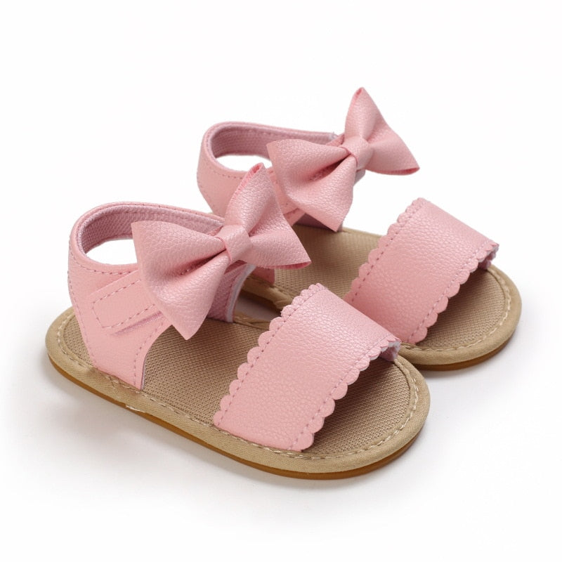 Toddler Girl Crib Shoes PU Newborn Bow Soft Sole Anti-slip Baby Sneakers Sandals Toddler Shoes Baby Shoes