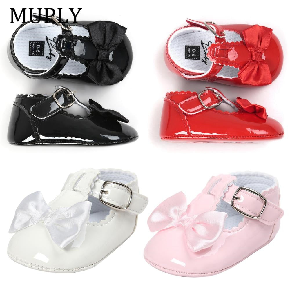 Newborn Baby Girls Shoes PU leather Buckle First Walkers Big Bow Summer Princess Shoes Party Wedding Baby Girl Shoes