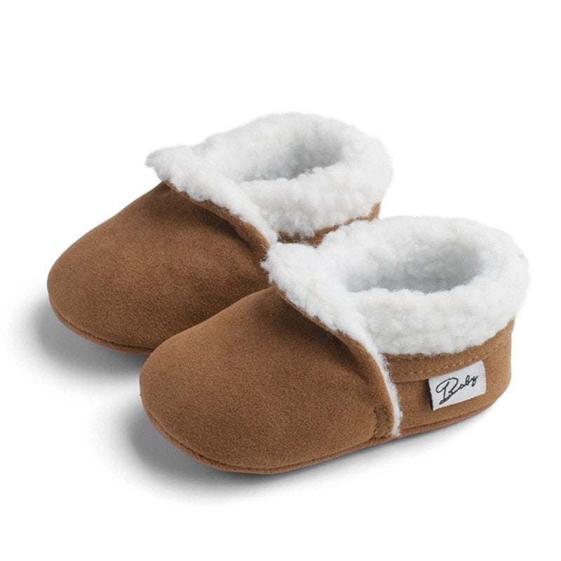 Winter Warm Newborn Baby Toddler Boy Girl Boots Short Plush Soft Soled Anti-slip Baby Crib Shoes 0-18M