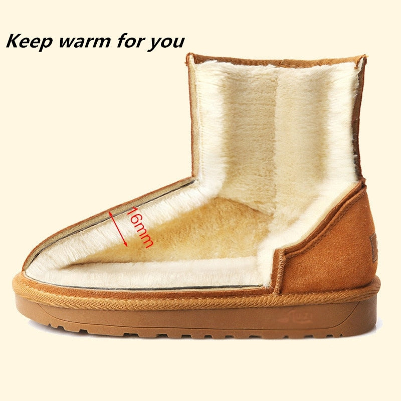 ZUZI Brand Winter Men And Women Snow Boots Australia Style Genuine Leather Ankle Boots Women Waterproof Warm Short Shoes