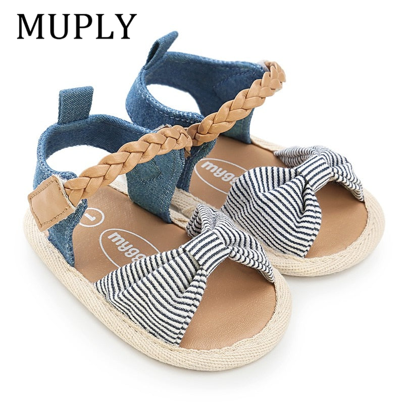 New Soft Sole PU Baby girls sandals Floral  bow First Walkers Shoes Fashion Summer Prewalkers Beach Shoes Toddler Moccasins