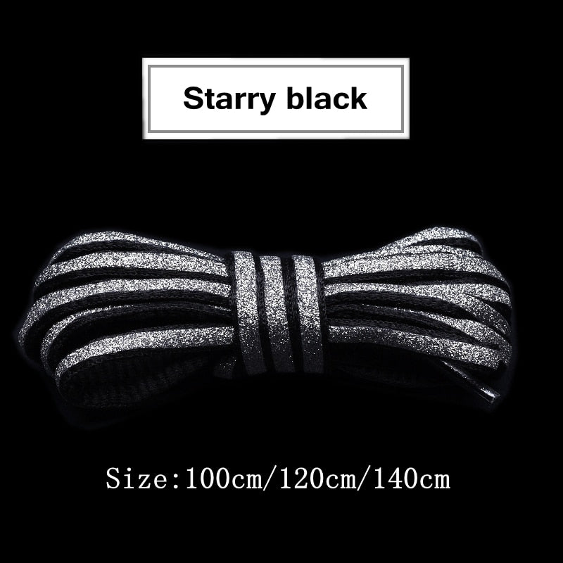 1Pair Semicircle Reflective Shoelaces Luminous Sneakers Shoelace Laser sequin Shoe laces Fluorescent Laces Shoes 100/120/140cm