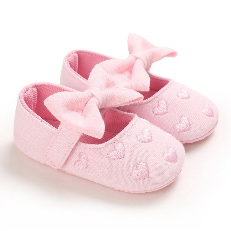 Baby Girls Lace Cloth Bowknot Princess Shoes Baby Girls First Walkers Toddler Soft Sole Walking Shoes Infant Prewalker