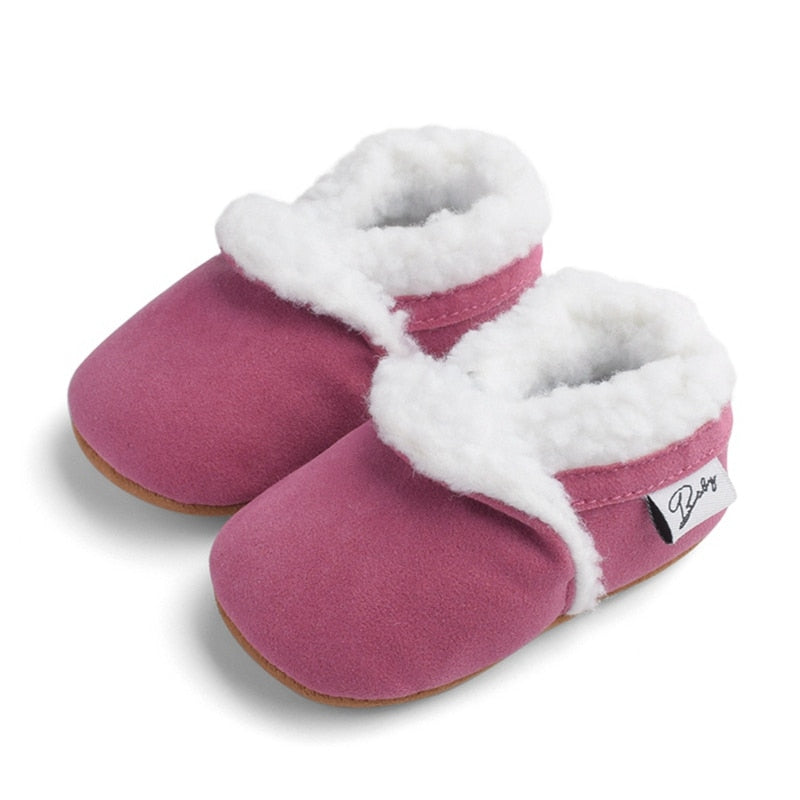 Winter Warm Newborn Baby Toddler Boy Girl Boots Short Plush Soft Soled Anti-slip Baby Crib Shoes 0-18M