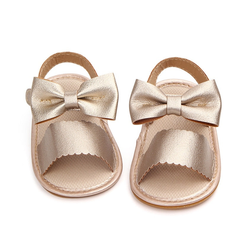 Toddler Girl Crib Shoes PU Newborn Bow Soft Sole Anti-slip Baby Sneakers Sandals Toddler Shoes Baby Shoes