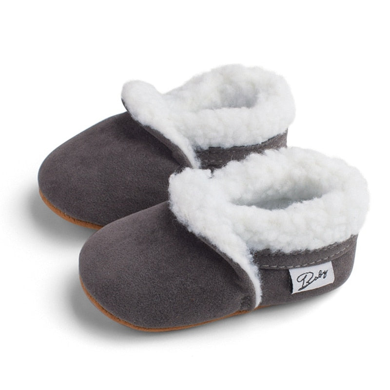 Winter Warm Newborn Baby Toddler Boy Girl Boots Short Plush Soft Soled Anti-slip Baby Crib Shoes 0-18M