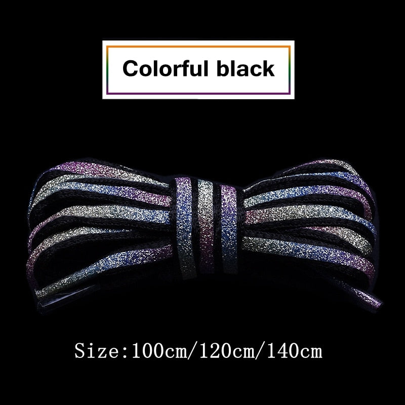 1Pair Semicircle Reflective Shoelaces Luminous Sneakers Shoelace Laser sequin Shoe laces Fluorescent Laces Shoes 100/120/140cm