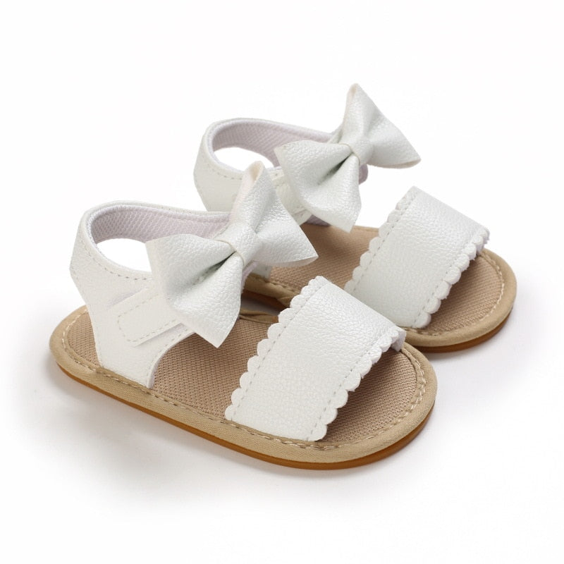 Toddler Girl Crib Shoes PU Newborn Bow Soft Sole Anti-slip Baby Sneakers Sandals Toddler Shoes Baby Shoes