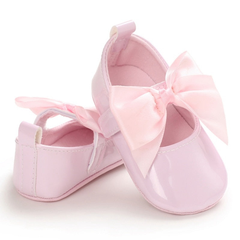 2021 Toddler Girls Crib Shoes Newborn Baby Shoes Girl 6-12 Months Girls Boys Bowknot Soft Sole Fashion Shoes