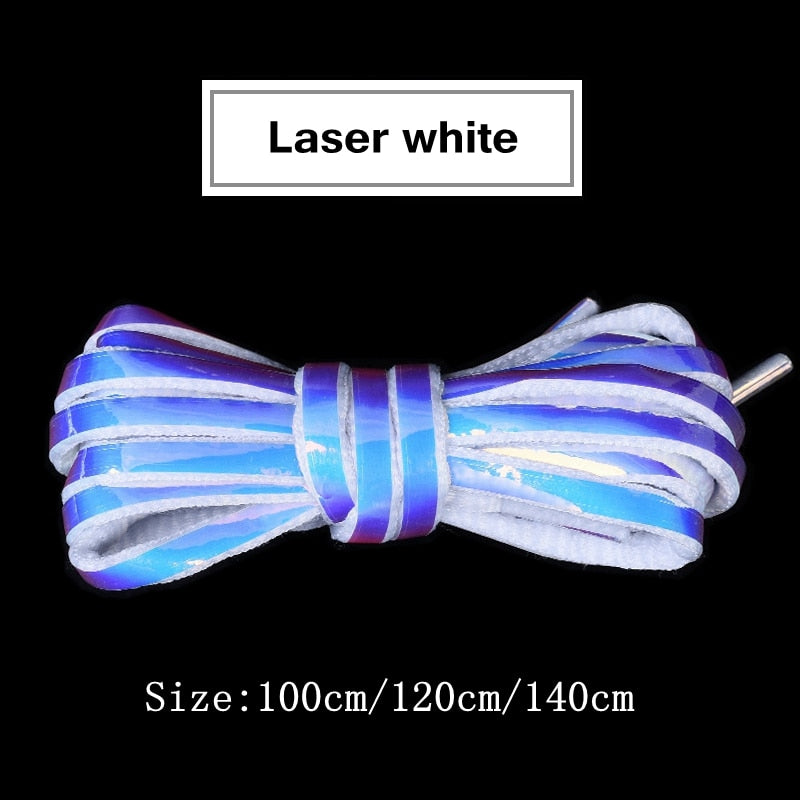 1Pair Semicircle Reflective Shoelaces Luminous Sneakers Shoelace Laser sequin Shoe laces Fluorescent Laces Shoes 100/120/140cm