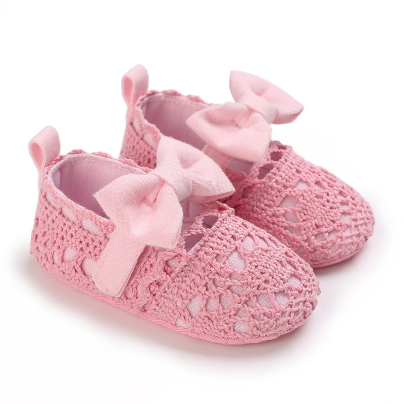 Baby Girls Lace Cloth Bowknot Princess Shoes Baby Girls First Walkers Toddler Soft Sole Walking Shoes Infant Prewalker