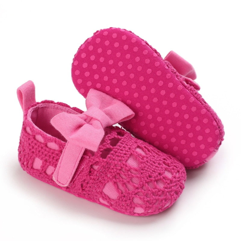 Baby Girls Lace Cloth Bowknot Princess Shoes Baby Girls First Walkers Toddler Soft Sole Walking Shoes Infant Prewalker