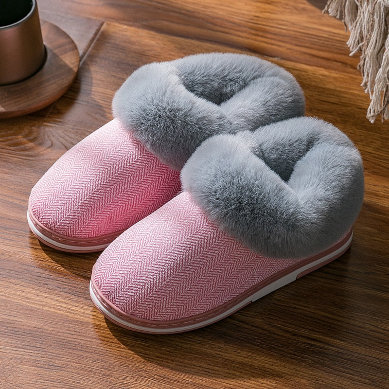 2022 Faux Fur Winter Warm Shoes Woman Men Indoor Slippers Soft Plush Anti-slip Lovers Home Floor Slipper Cotton Slides SH08271