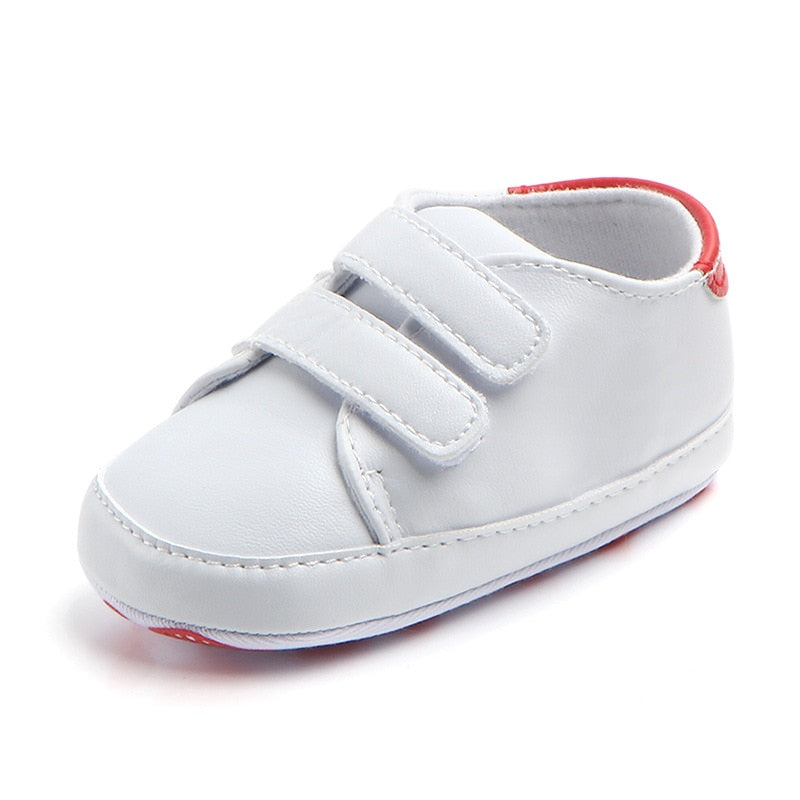 Baby Shoes Newborn Boys Sneaker Girls Two Striped First Walkers Kids Toddlers Lace Up PU Leather Soft Soles Sneakers 0-18 Months