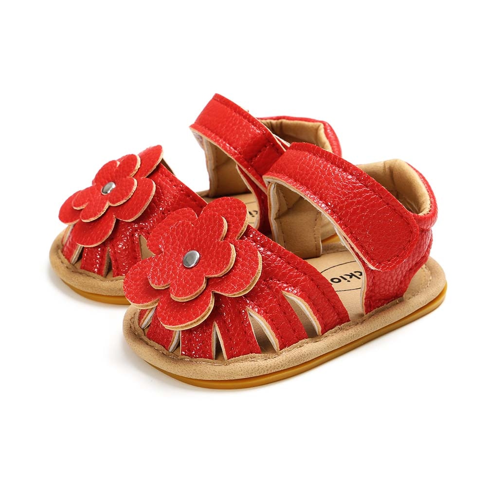 New Infant Baby Shoes Baby Boy Girl Shoes Toddler Flats Summer Sandal Flower Soft Rubber Sole Anti-Slip Crib Shoes First Walker