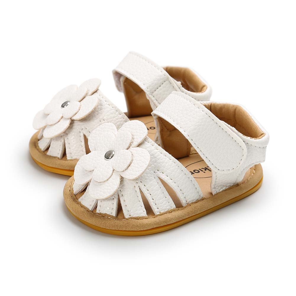 New Infant Baby Shoes Baby Boy Girl Shoes Toddler Flats Summer Sandal Flower Soft Rubber Sole Anti-Slip Crib Shoes First Walker