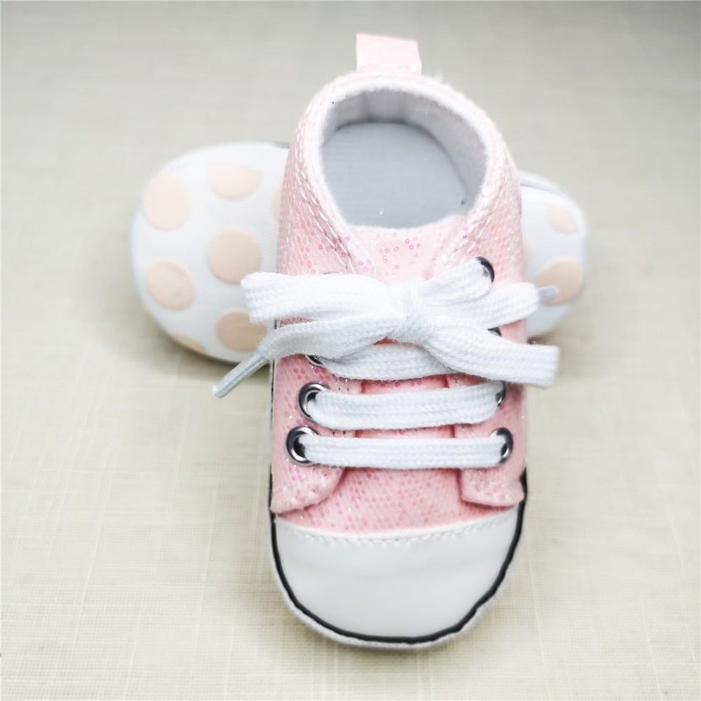 Baby Shining Shoes For Newborn Canvas First Walker Spring Autumn Baby Boys Girls First Walker Anti- Slip Infant Toddler