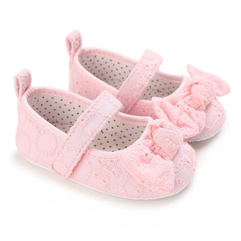 Baby Girls Lace Cloth Bowknot Princess Shoes Baby Girls First Walkers Toddler Soft Sole Walking Shoes Infant Prewalker