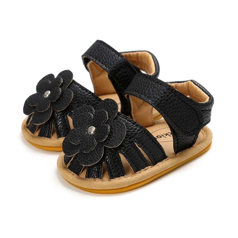 New Infant Baby Shoes Baby Boy Girl Shoes Toddler Flats Summer Sandal Flower Soft Rubber Sole Anti-Slip Crib Shoes First Walker