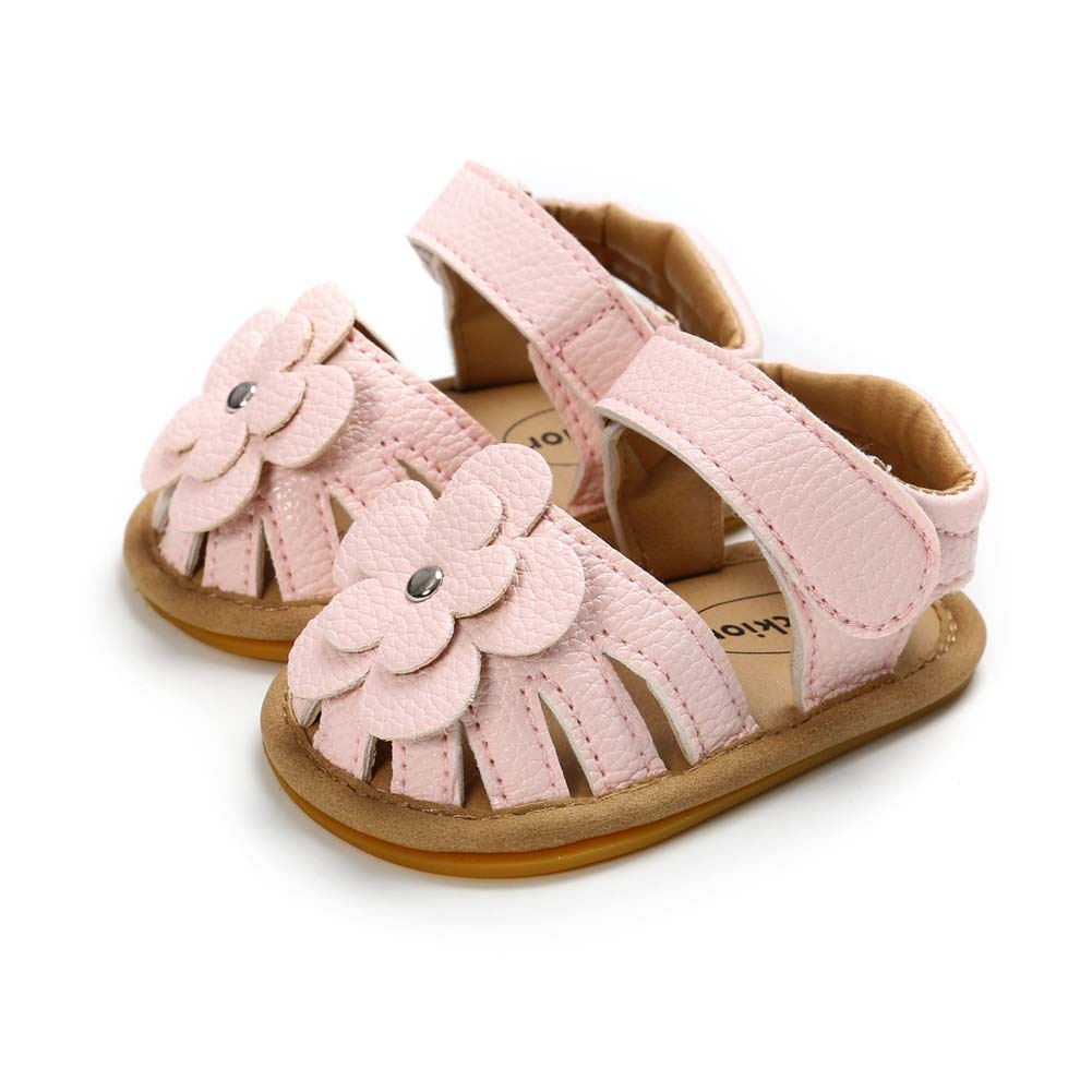 New Infant Baby Shoes Baby Boy Girl Shoes Toddler Flats Summer Sandal Flower Soft Rubber Sole Anti-Slip Crib Shoes First Walker