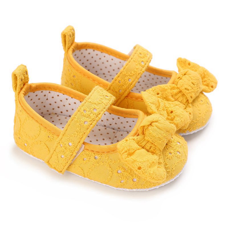 Baby Girls Lace Cloth Bowknot Princess Shoes Baby Girls First Walkers Toddler Soft Sole Walking Shoes Infant Prewalker