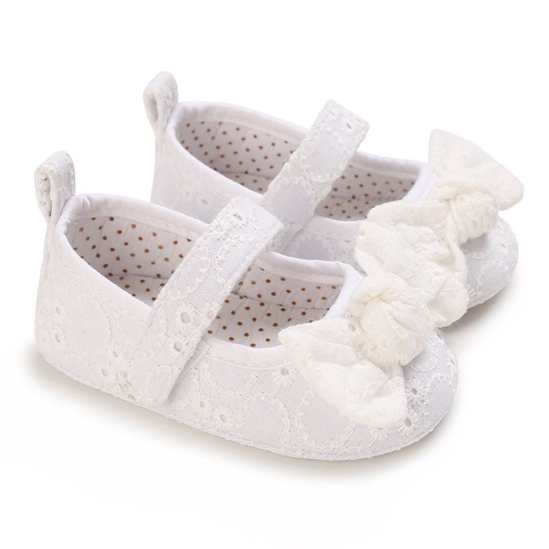 Baby Girls Lace Cloth Bowknot Princess Shoes Baby Girls First Walkers Toddler Soft Sole Walking Shoes Infant Prewalker