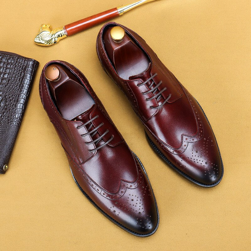 Desai 2022 New Men Dress Handmade Shoes Genuine Leather Male Oxford Italian Classic Vintage Lace-up Men's Brogue Shoes Oxford