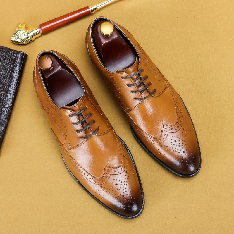 Desai 2022 New Men Dress Handmade Shoes Genuine Leather Male Oxford Italian Classic Vintage Lace-up Men's Brogue Shoes Oxford