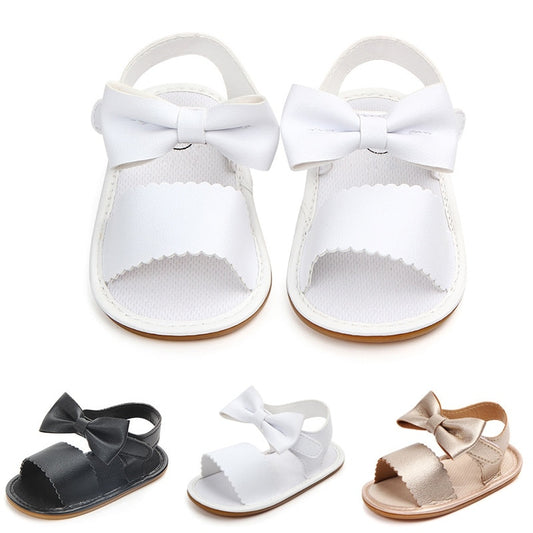 Toddler Girl Crib Shoes PU Newborn Bow Soft Sole Anti-slip Baby Sneakers Sandals Toddler Shoes Baby Shoes