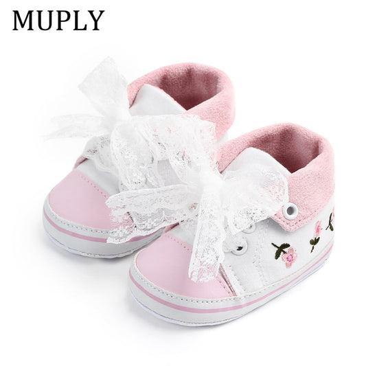 Baby Girls Princess Shoes Spring Autumn Cute Butterfly Crown Anti-slip Toddler Shoes Baby Soft Soled Shoes Indoor Crib Shoes